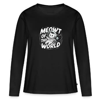 Chat, Astronaute, Astronomie, Système Solaire Externe - T-shirt manches longues Premium bio Femme - noir - Devant - Julia (174cm)