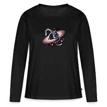 Chat, Astronaute, Astronomie, Système Solaire Externe - T-shirt manches longues Premium bio Femme - noir - Devant - Julia (174cm)