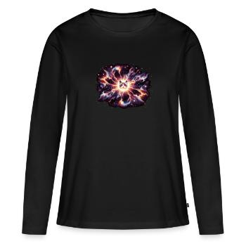 Chat, Astronaute, Astronomie, Système Solaire Externe - T-shirt manches longues Premium bio Femme - noir - Devant - Julia (174cm)