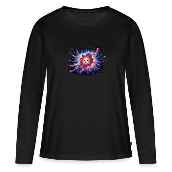 Chat, Astronaute, Astronomie, Système Solaire Externe - T-shirt manches longues Premium bio Femme - noir - Devant - Julia (174cm)