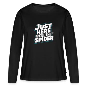 Sensibilisation à l’arachnophobie drôle, phobie des araignées - T-shirt manches longues Premium bio Femme - noir - Devant - Julia (174cm)