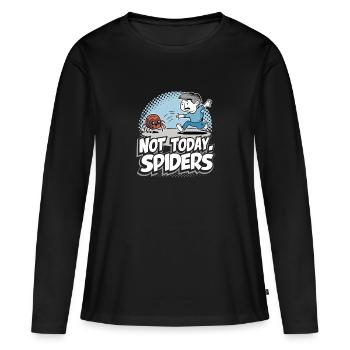 Sensibilisation à l’arachnophobie drôle, phobie des araignées - T-shirt manches longues Premium bio Femme - noir - Devant - Julia (174cm)
