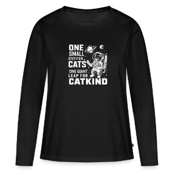 Chat, Astronaute, Astronomie, Système Solaire Externe - T-shirt manches longues Premium bio Femme - noir - Devant - Julia (174cm)