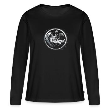 Chat, Astronaute, Astronomie, Système Solaire Externe - T-shirt manches longues Premium bio Femme - noir - Devant - Julia (174cm)