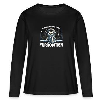 Chat, Astronaute, Astronomie, Système Solaire Externe - T-shirt manches longues Premium bio Femme - noir - Devant - Julia (174cm)