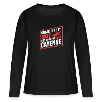 Amateur de cuisine épicée, chef des Chili Peppers - T-shirt manches longues Premium bio Femme - noir - Devant - Julia (174cm)