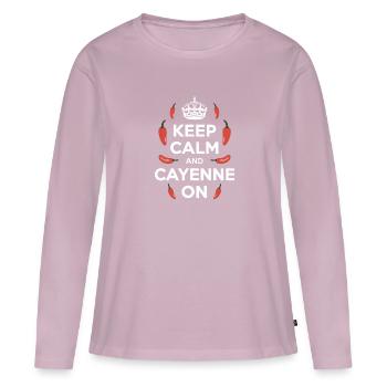 Amateurs de cuisine épicée, Chili Peppers Chef - T-shirt manches longues Premium bio Femme - rose poudré - Devant - Julia (174cm)