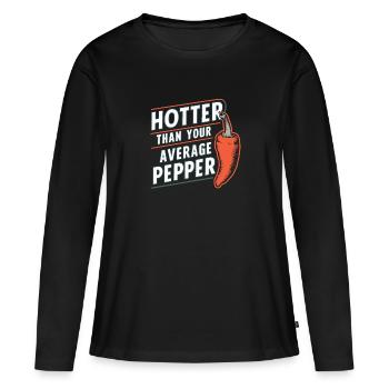 Amateurs de cuisine épicée, Chili Peppers Chef - T-shirt manches longues Premium bio Femme - noir - Devant - Julia (174cm)