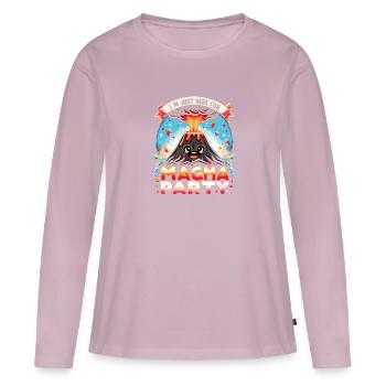 Drôle de volcan lave géologie roche chasse géologue - T-shirt manches longues Premium bio Femme - rose poudré - Devant - Julia (174cm)