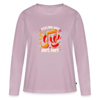 Amateurs de cuisine épicée, Chili Peppers Chef - T-shirt manches longues Premium bio Femme - rose poudré - Devant - Julia (174cm)