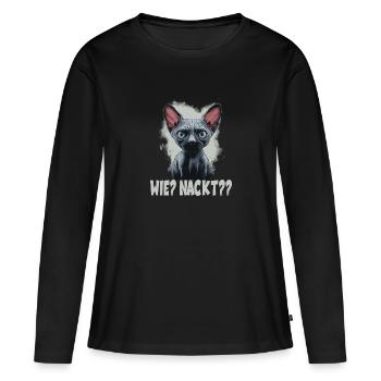 Wie Nackt Nacktkatze - Frauen Premium Bio Langarmshirt - Schwarz - Vorne - Julia (174cm)
