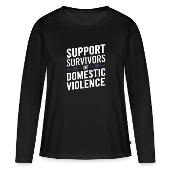 Sensibilisation à la violence conjugale - T-shirt manches longues Premium bio Femme - noir - Devant - Julia (174cm)