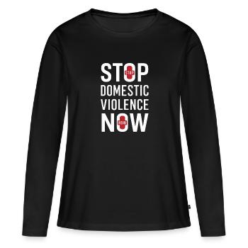 Sensibilisation à la violence conjugale - T-shirt manches longues Premium bio Femme - noir - Devant - Julia (174cm)