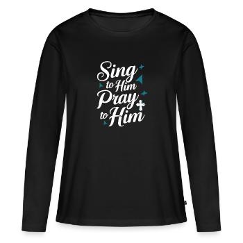 Musique chorale Chant religieux Musique confessionnelle - T-shirt manches longues Premium bio Femme - noir - Devant - Julia (174cm)