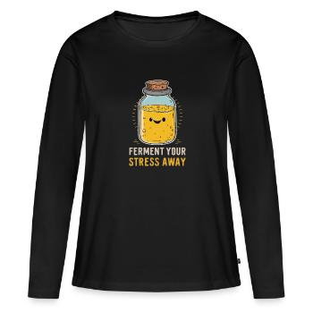 Benefits of Kombucha for Brewer Maker Tea Lover - Women's Premium Organic Long Sleeve Shirt - black - Front - Julia (174cm)