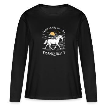 Guérison par l’équithérapie et - T-shirt manches longues Premium bio Femme - noir - Devant - Julia (174cm)