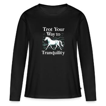 Guérison par l’équithérapie et - T-shirt manches longues Premium bio Femme - noir - Devant - Julia (174cm)