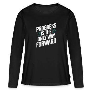 Leadership et gestion orientés vers le progrès pour - T-shirt manches longues Premium bio Femme - noir - Devant - Julia (174cm)