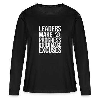 Leadership et gestion orientés vers le progrès pour - T-shirt manches longues Premium bio Femme - noir - Devant - Julia (174cm)