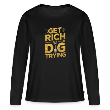 Ruée vers l’or Aventure Prospecteur d’or Chasse au trésor - T-shirt manches longues Premium bio Femme - noir - Devant - Julia (174cm)