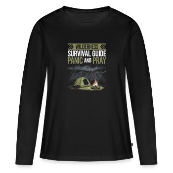 Maîtriser les techniques de survie en milieu sauvage et en plein air - T-shirt manches longues Premium bio Femme - noir - Devant - Julia (174cm)