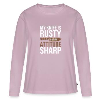 Maîtriser les techniques de survie en milieu sauvage et en plein air - T-shirt manches longues Premium bio Femme - rose poudré - Devant - Julia (174cm)