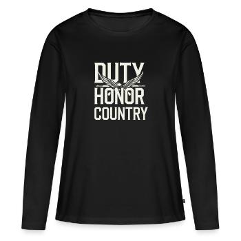 Honor Veterans Day with Patriotism and Military - Frauen Premium Bio Langarmshirt - Schwarz - Vorne - Julia (174cm)
