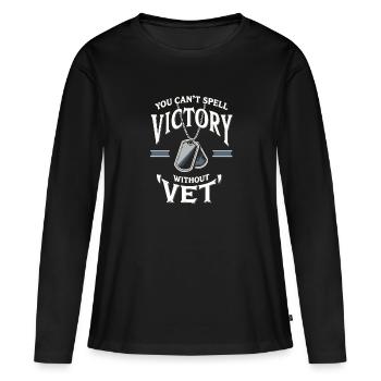 Honor Veterans Day with Patriotism and Military - Frauen Premium Bio Langarmshirt - Schwarz - Vorne - Julia (174cm)