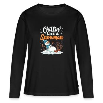 Winterwetter-enthusiast Snowstorm Chaser & Snow - Frauen Premium Bio Langarmshirt - Schwarz - Vorne - Julia (174cm)