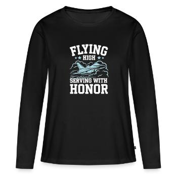 Ehre Der Veteranen Für Militärische Dienstleistung - Frauen Premium Bio Langarmshirt - Schwarz - Vorne - Julia (174cm)