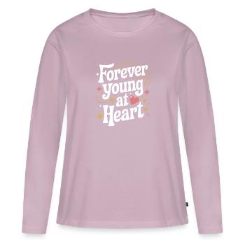 Forever Young At Heart Embrace Life's Vibrant - Frauen Premium Bio Langarmshirt - Altrosa - Vorne - Julia (174cm)