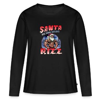 Père Noël Chapeau Rizz Culture Noël - T-shirt manches longues Premium bio Femme - noir - Devant - Julia (174cm)