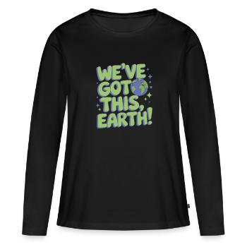 Optimisme climatique, Jour de la Terre, Durabilité - T-shirt manches longues Premium bio Femme - noir - Devant - Julia (174cm)