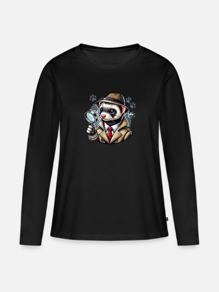 Frettchenbesitzer, Frettchenliebhaber, Süßes - Frauen Premium Bio Langarmshirt - Schwarz