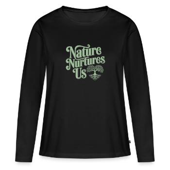 Optimisme climatique, Jour de la Terre, Durabilité - T-shirt manches longues Premium bio Femme - noir - Devant - Julia (174cm)