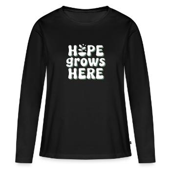 Optimisme climatique, Jour de la Terre, Durabilité - T-shirt manches longues Premium bio Femme - noir - Devant - Julia (174cm)
