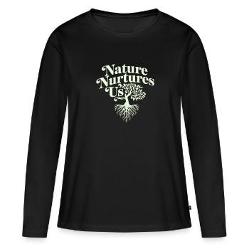 Optimisme climatique, Jour de la Terre, Durabilité - T-shirt manches longues Premium bio Femme - noir - Devant - Julia (174cm)