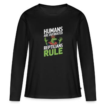 Lézard Peuple Reptile Conspiration Et Secret - T-shirt manches longues Premium bio Femme - noir - Devant - Julia (174cm)