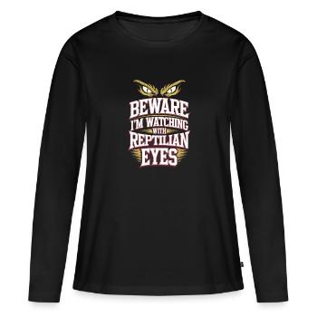 Lézard Peuple Reptile Conspiration Et Secret - T-shirt manches longues Premium bio Femme - noir - Devant - Julia (174cm)