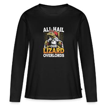 Lézard Peuple Reptile Conspiration Et Secret - T-shirt manches longues Premium bio Femme - noir - Devant - Julia (174cm)