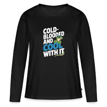 Lézard Peuple Reptile Conspiration Et Secret - T-shirt manches longues Premium bio Femme - noir - Devant - Julia (174cm)