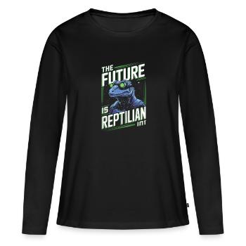 Lézard Peuple Reptile Conspiration Et Secret - T-shirt manches longues Premium bio Femme - noir - Devant - Julia (174cm)