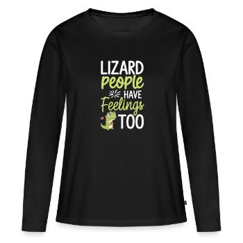 Lézard Peuple Reptile Conspiration Et Secret - T-shirt manches longues Premium bio Femme - noir - Devant - Julia (174cm)