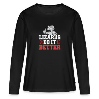 Lézard Peuple Reptile Conspiration Et Secret - T-shirt manches longues Premium bio Femme - noir - Devant - Julia (174cm)