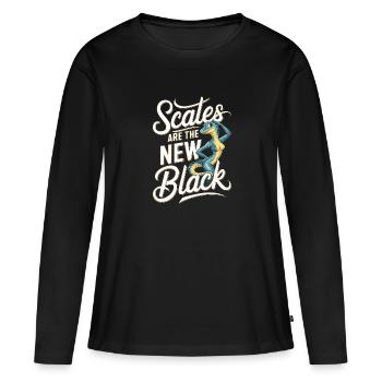 Lézard Peuple Reptile Conspiration Et Secret - T-shirt manches longues Premium bio Femme - noir - Devant - Julia (174cm)