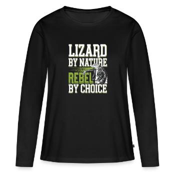 Lézard Peuple Reptile Conspiration Et Secret - T-shirt manches longues Premium bio Femme - noir - Devant - Julia (174cm)