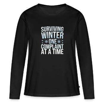 Hiver--froid-plaintes - T-shirt manches longues Premium bio Femme - noir - Devant - Julia (174cm)