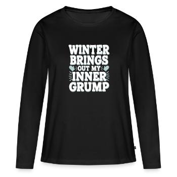 Hiver--froid-plaintes - T-shirt manches longues Premium bio Femme - noir - Devant - Julia (174cm)