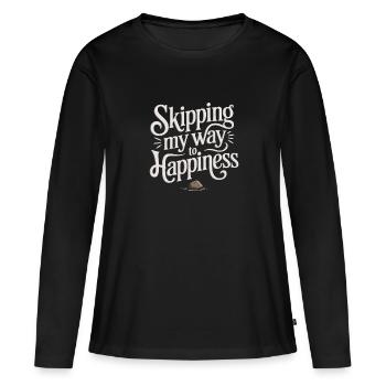 Saut de pierre, saut de pierre, pierre de loisir en plein air - T-shirt manches longues Premium bio Femme - noir - Devant - Julia (174cm)