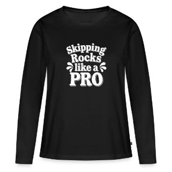 Saut de pierre, saut de pierre, pierre de loisir en plein air - T-shirt manches longues Premium bio Femme - noir - Devant - Julia (174cm)
